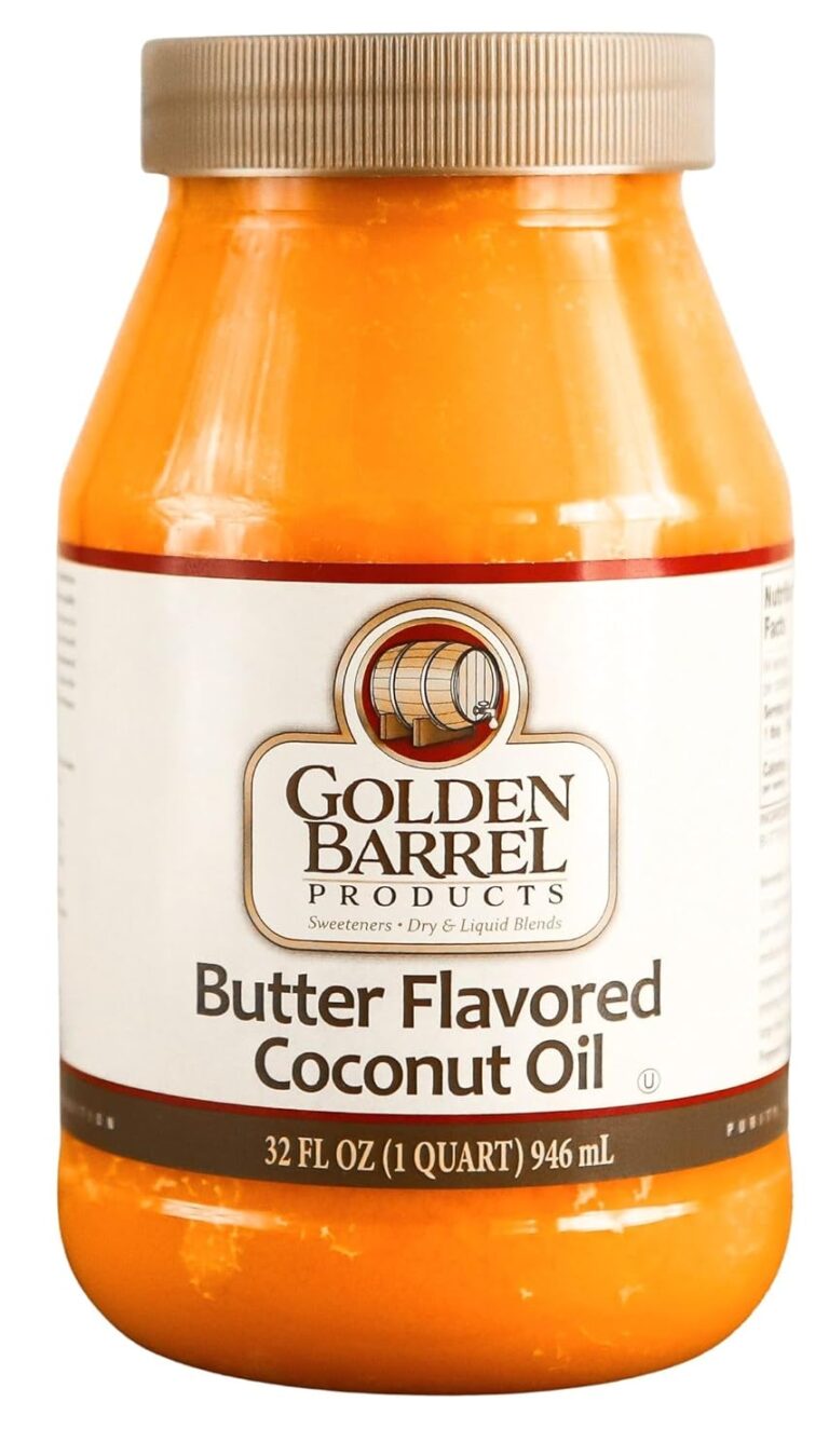 Golden Barrel Butter Flavored Coconut Oil (32 oz.) | Premium Cooking & Baking Oil with Rich Buttery Taste