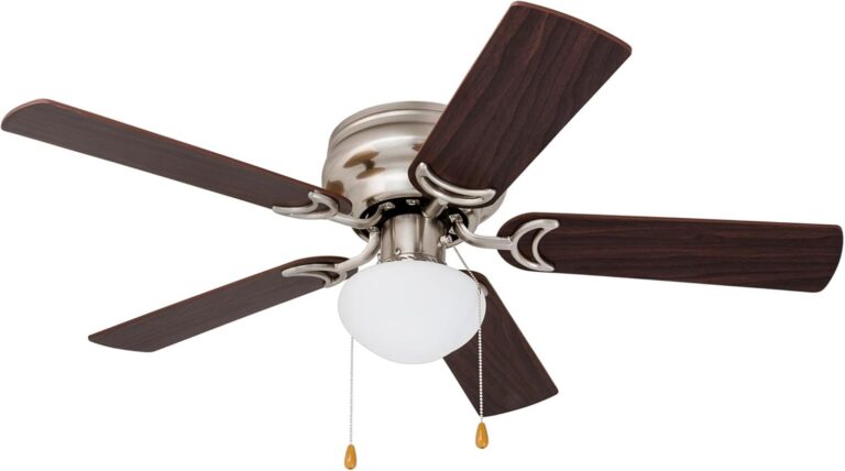 Prominence Home Alvina 42″ Traditional Flush Mount LED Ceiling Fan with Light – Brushed Nickel Finish
