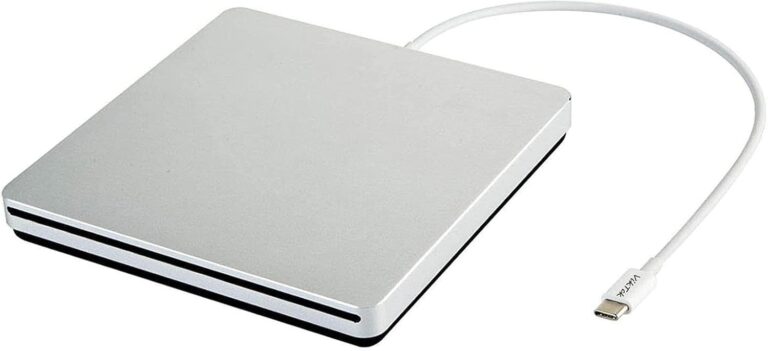 USB-C Superdrive External DVD/CD Reader & Burner for MacBook, iMac, PC | Plug & Play (Silver)