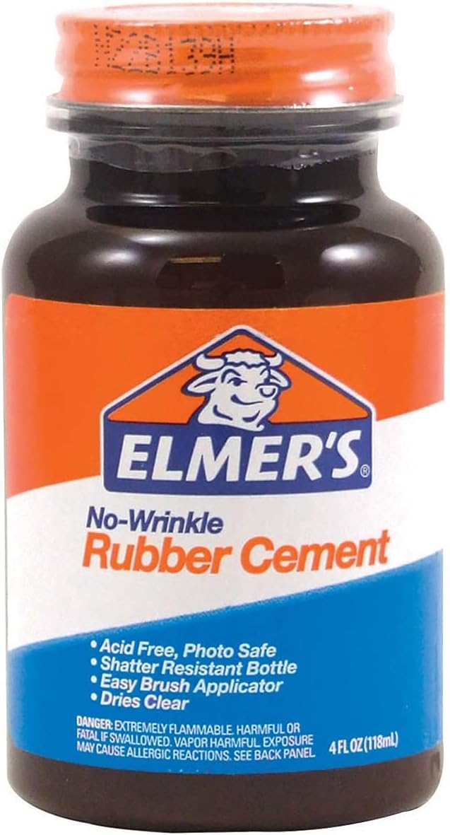 Elmer’s Photo-Safe Repositionable Rubber Cement Adhesive, 4 oz (6 Pack) – No Wrinkle, Clear, Easy to Use