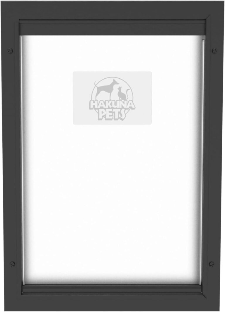 Hakuna Pets Deluxe Aluminum Pet Door for Screens & Doors | Medium, Black | 2-Way Locking Panel
