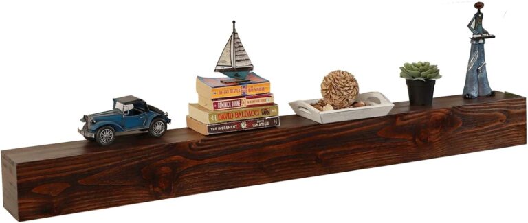 WELLAND 60-Inch Real Wood Fireplace Mantel Shelf | Walnut Floating Wall Shelf for Living Room Decor