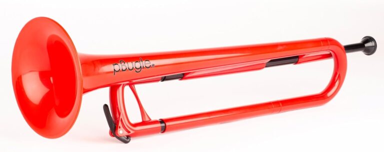 pInstrument pBugle Plastic Kids Musical Instrument – Valve-Free Starter Bugle with Detachable Mouthpiece, Red