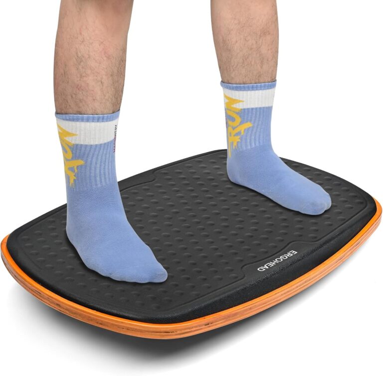 Ergohead Wooden Wobble Board & Anti-Fatigue Mat for Standing Desks | Stability Rocker Board