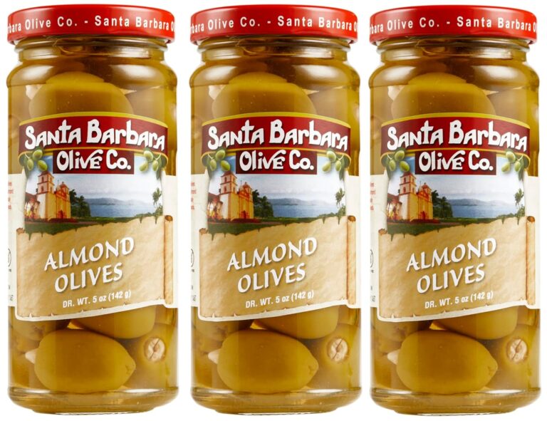 Santa Barbara 3pk Almond Stuffed Olives 5oz | Gourmet Spanish Olives with Whole Almonds