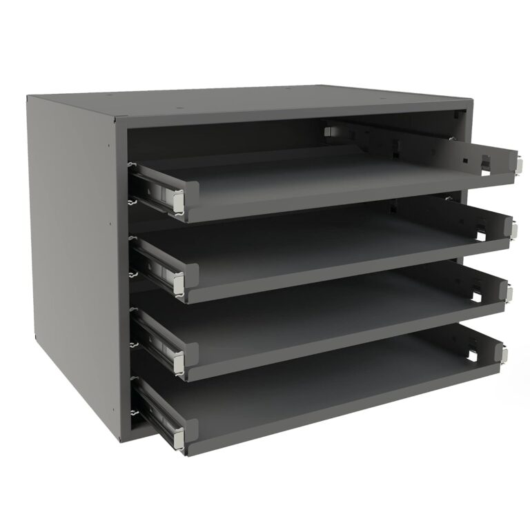 Durham 307B-95 Gray Steel Bearing Rack for 4 Small Metal Compartment Boxes | 15-9/16″W x 11-5/16″H