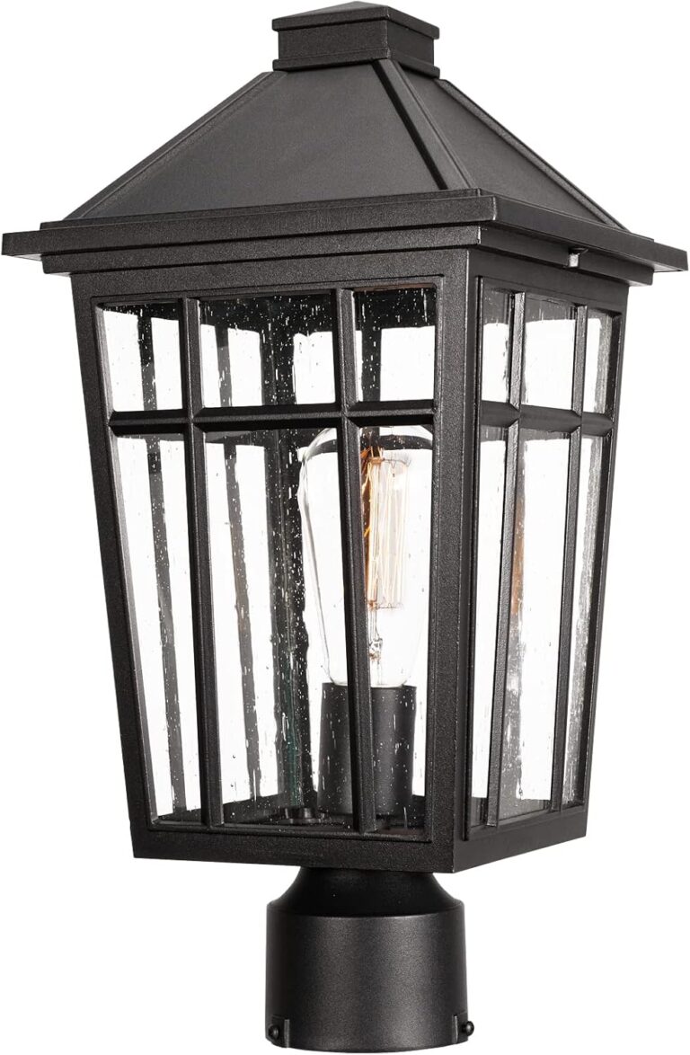 Darkaway Large Outdoor Post Lights: 17in Black Aluminum Lamp Post Fixture for Garden, Patio & Pathway