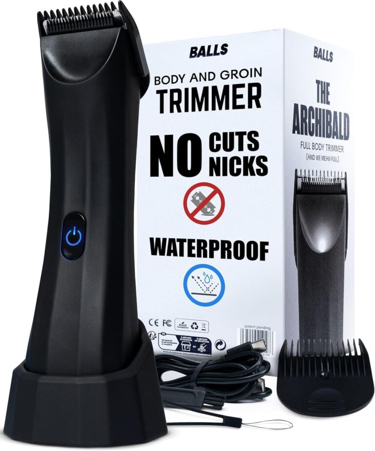 BALLS Trimmer V3 The Archibald: Sacksafe Men’s Body & Pubic Hair Shaver – No Cuts, Waterproof, Ceramic Blades