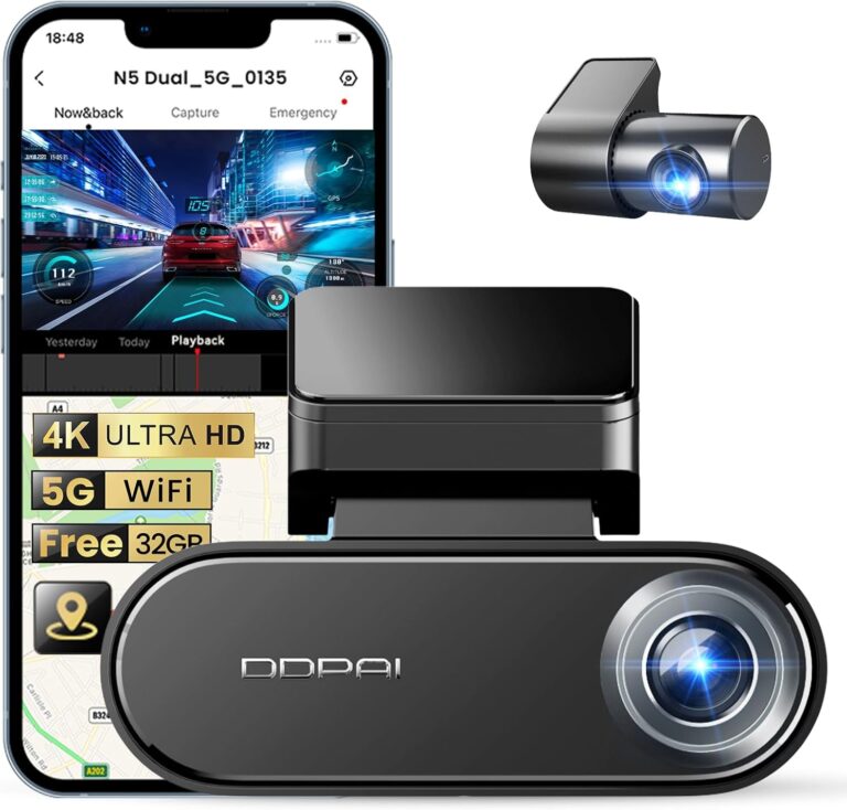 DDPAI 4K Dash Cam Front and Rear: 2160P+1080P Dual Camera with GPS, WiFi, 72H Parking Mode & Free 32G eMMC