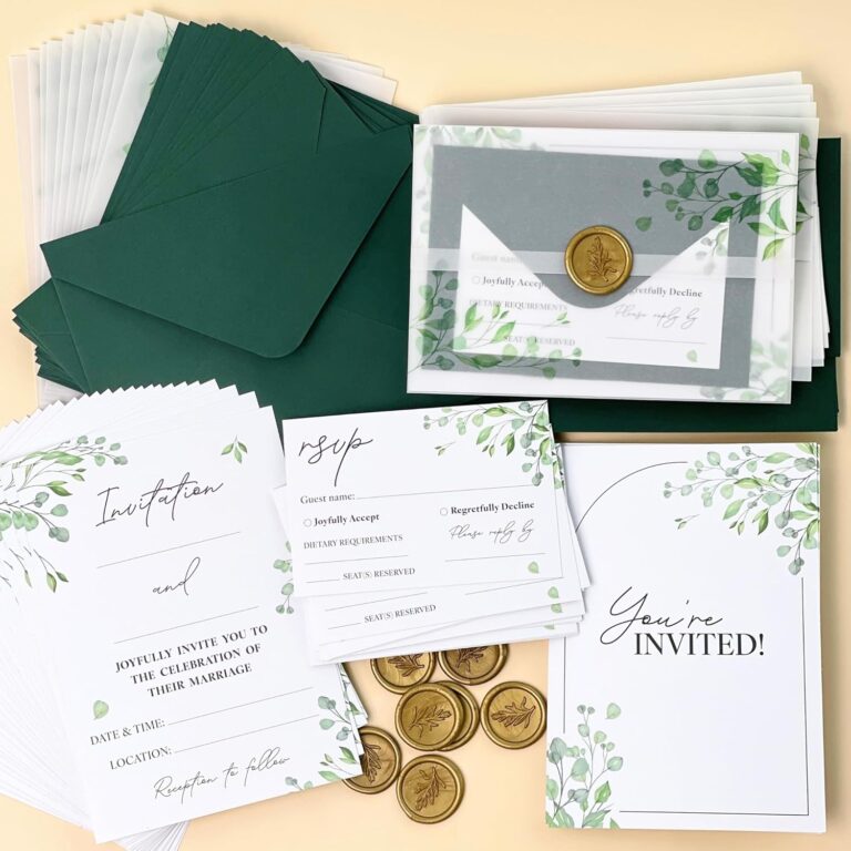 Boho Wedding Invitations Kit – 30 Pcs Invitation Cards with Envelopes & RSVP Cards for Your Marriage Reception