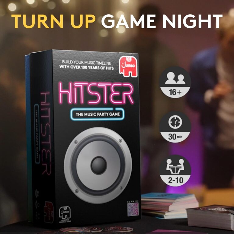 Jumbo Hitster Music Quiz Card Game: 300+ Iconic Hits for 2-10 Players – Perfect Party & Family Game Night