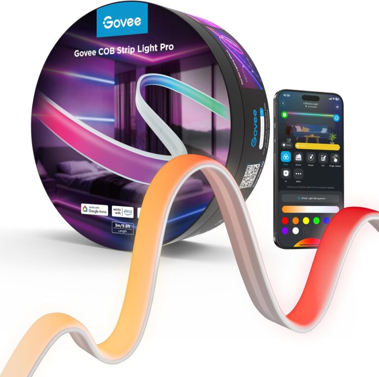 Govee COB LED Strip Light Pro: Smart RGBICW Color Changing Lights for Bedroom, Compatible with Alexa, Google & Matter, 9.8ft