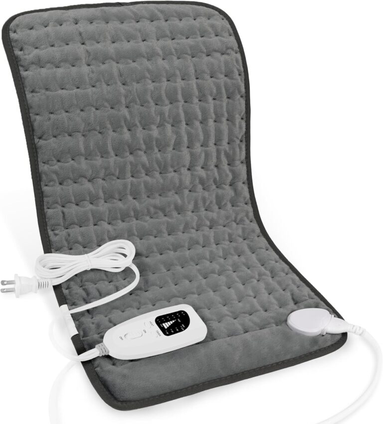 Deepsoon Heating Pad for Back & Neck Pain Relief – Electric Moist/Dry Heat Pad with Auto Shut-Off, Large 24×12 Inch