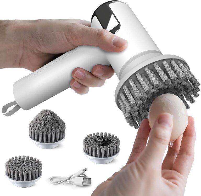 Electric Egg Cleaner Brush & Vegetable Washer with 2 Speeds, 3 Heads, Battery Display & IPX7 Waterproof