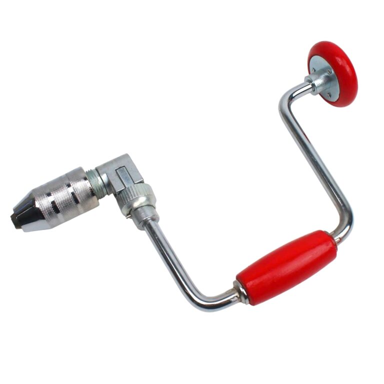 Professional Manual Hand Drill & Crank Brace Tool Kit | 12.8″ Swing for Woodworking & Carpentry with 4 Jaw Chuck